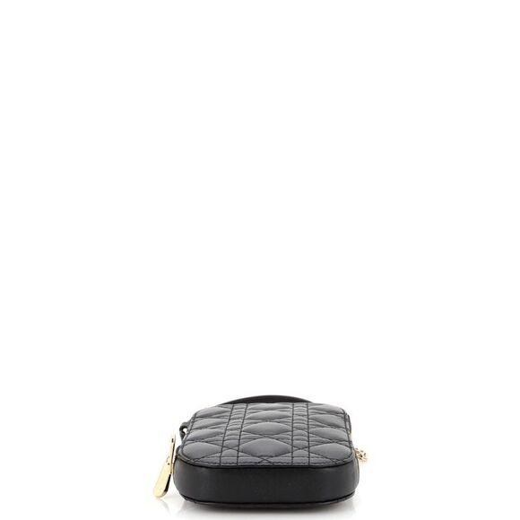 Christian Dior Lady Dior Phone Holder on Chain Cannage Quilt Lambskin Black - Picture 4 of 6